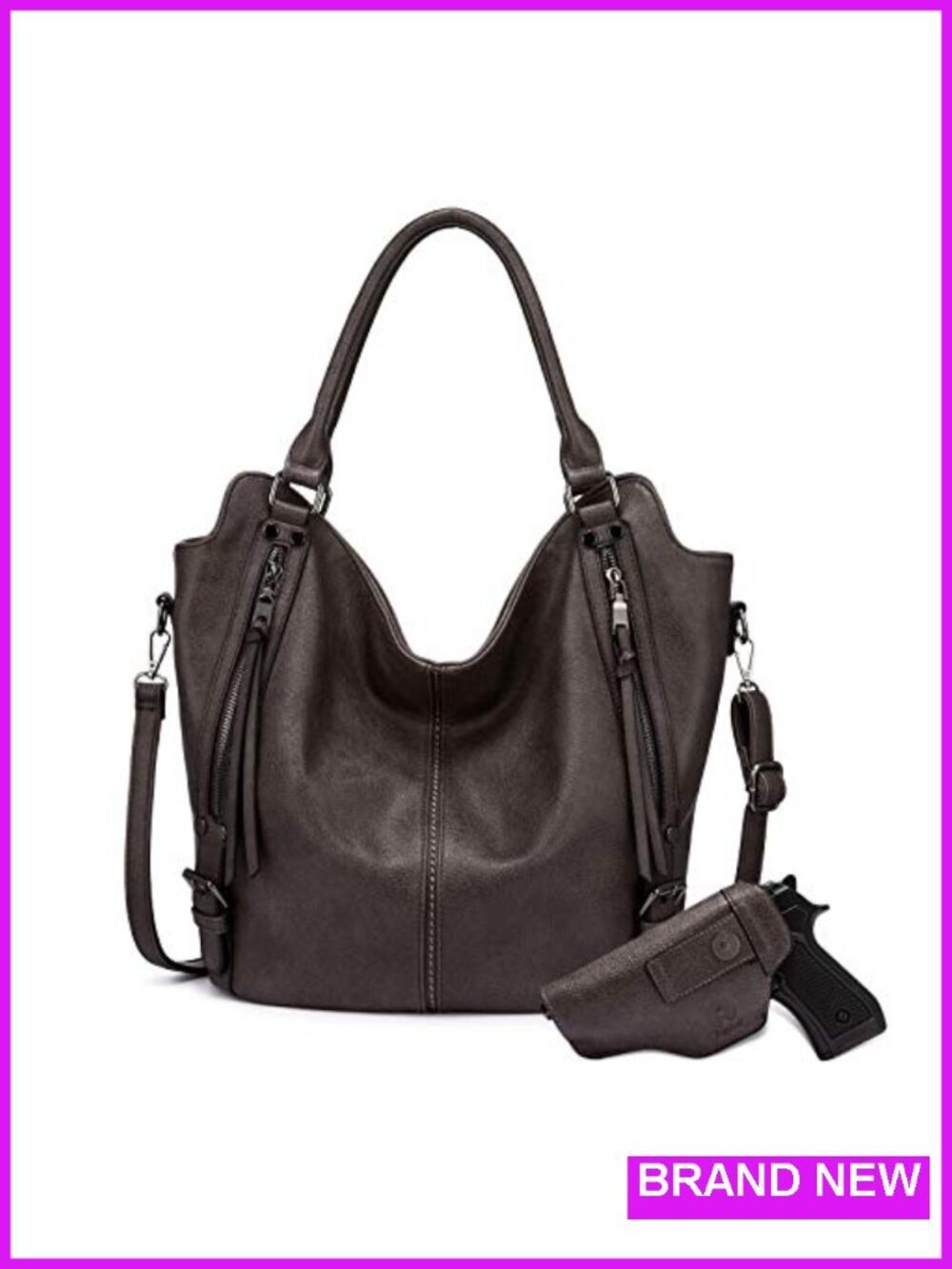 Concealed Carry Hobo Purse for Women Faux Leather Crossbody Shoulder Bag Large